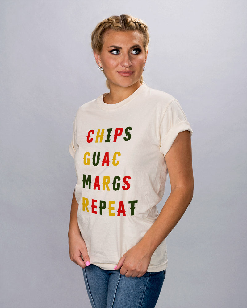 Chips Guac Margs Repeat T-Shirt Chips Guac Margs Repeat T-Shirt