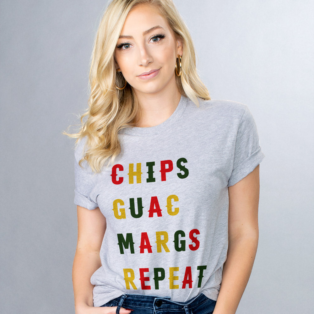 Chips Guac Margs Repeat T-Shirt Chips Guac Margs Repeat T-Shirt