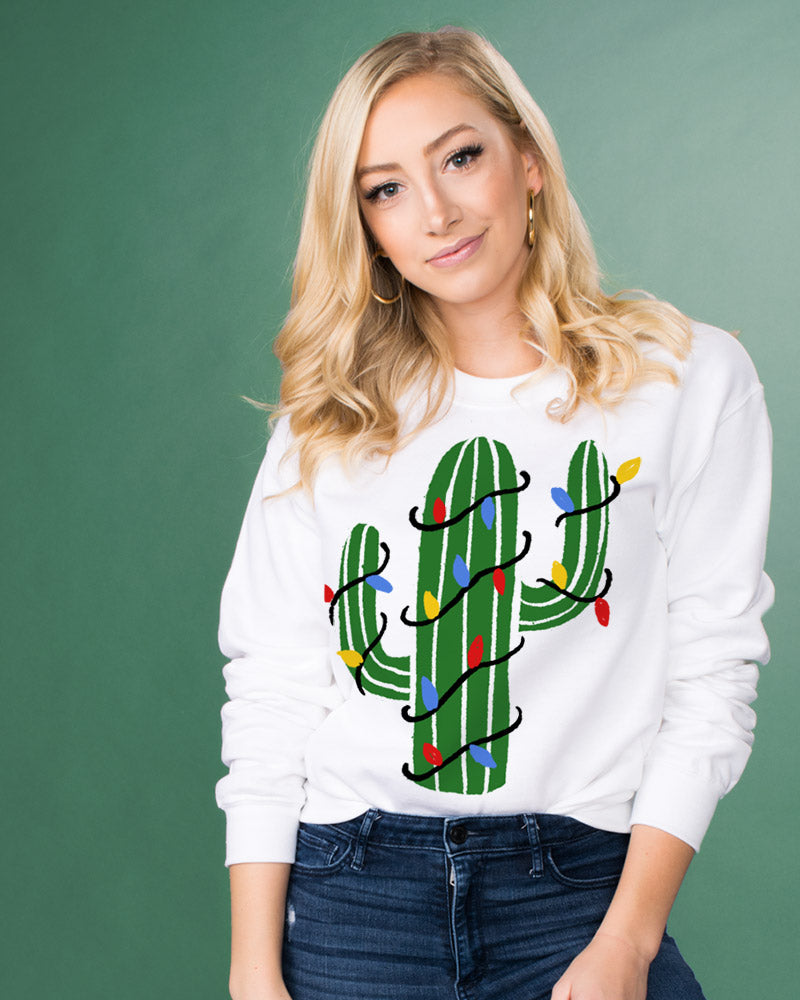 Christmas Cactus Crewneck Sweatshirt - Femfetti