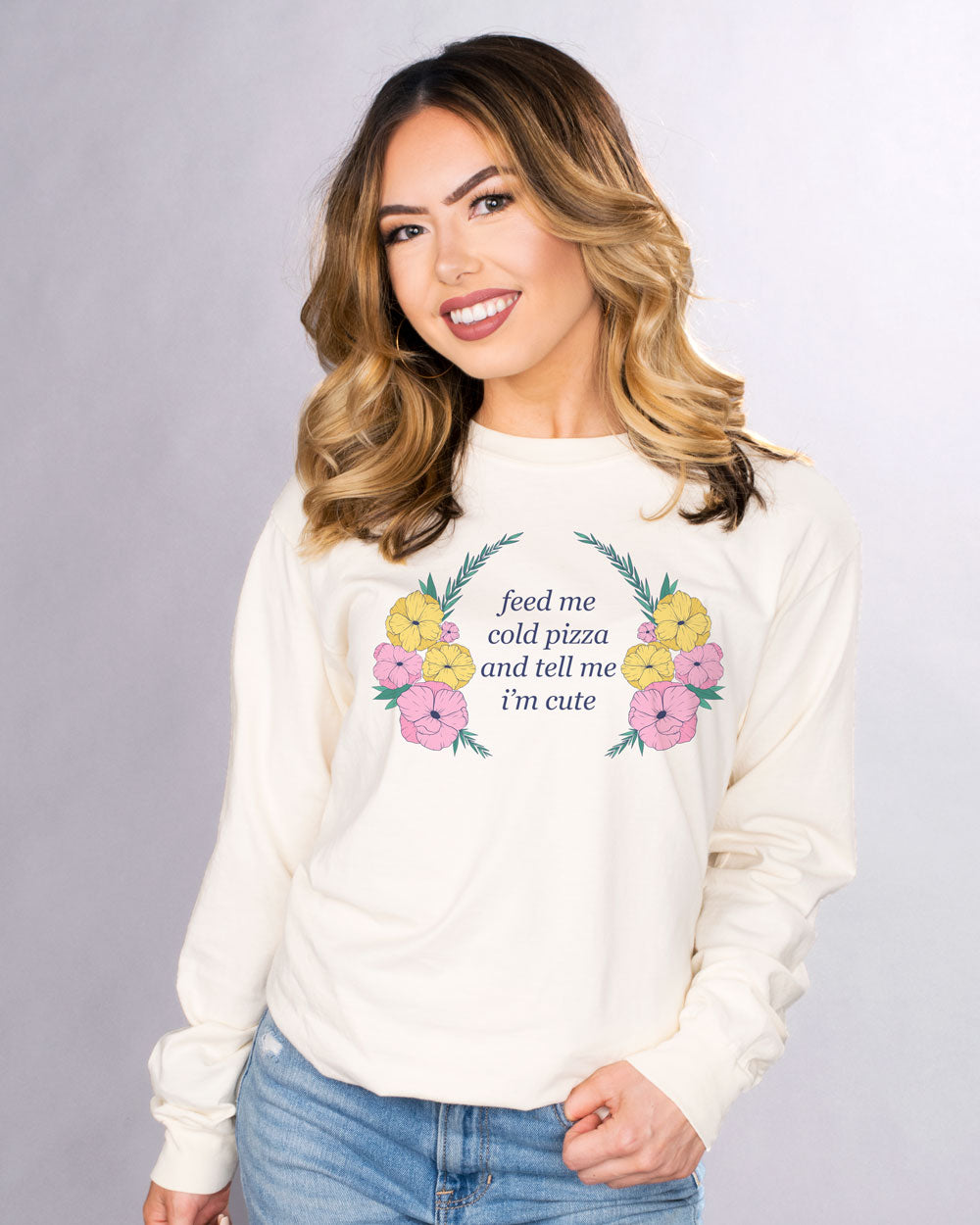 Feed Me Cold Pizza Long Sleeve - Femfetti