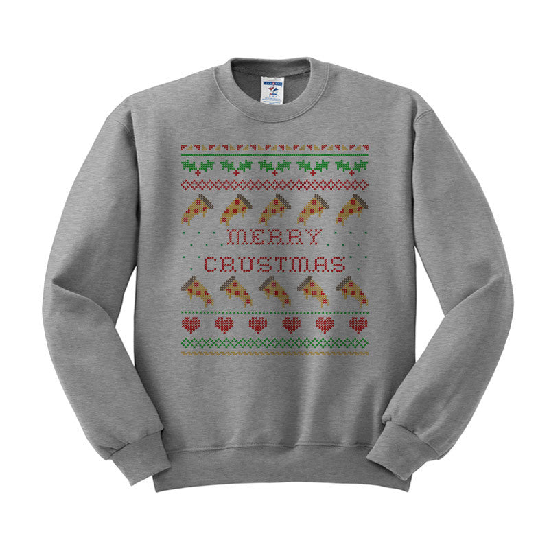 Merry Crustmas Pizza Sweater Crewneck Sweatshirt - Femfetti