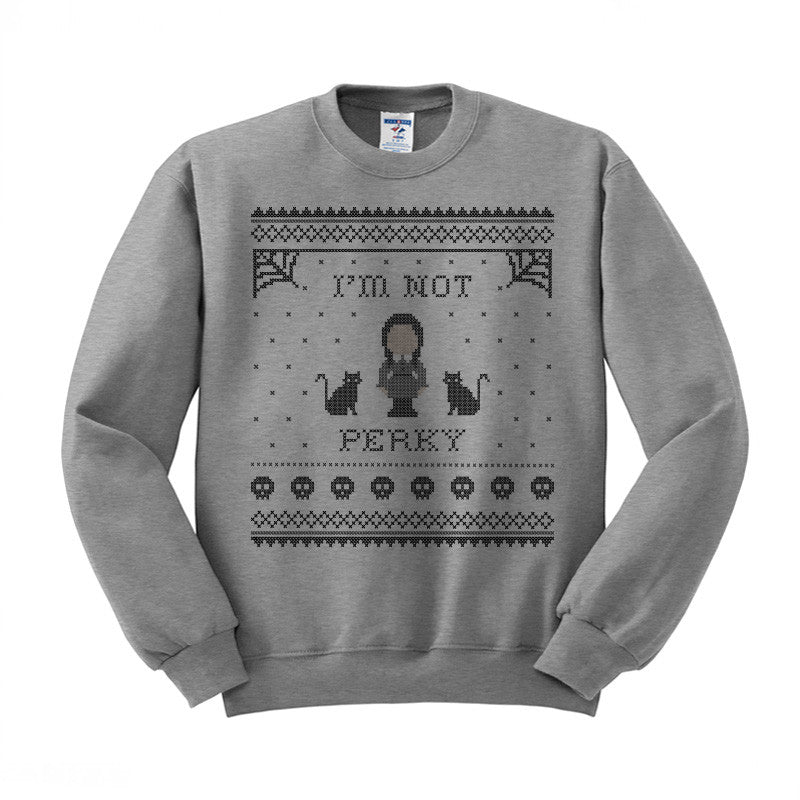 I&#39;m Not Perky Wednesday Addams Crewneck Sweatshirt - Femfetti