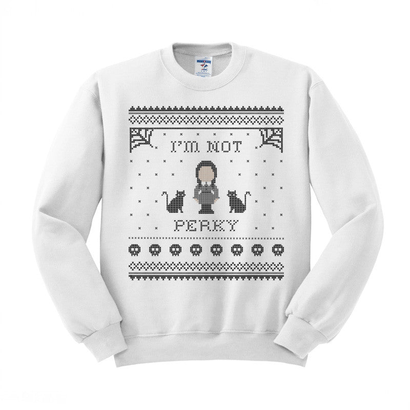 I&#39;m Not Perky Wednesday Addams Crewneck Sweatshirt - Femfetti