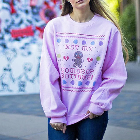 Not My Gumdrop Buttons Gingerbread Man Crewneck Sweatshirt - Femfetti