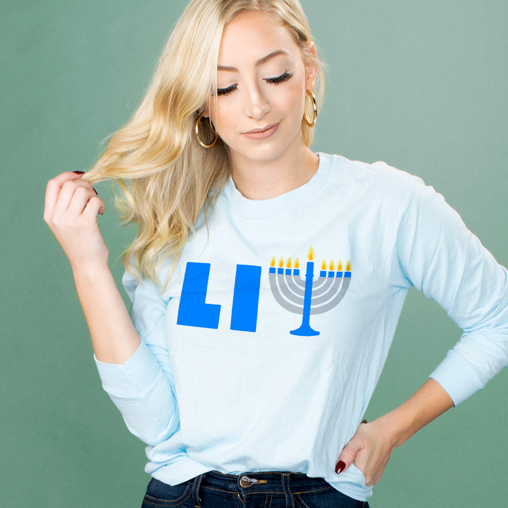 Hanukkah Lit Long Sleeve Tee - Femfetti