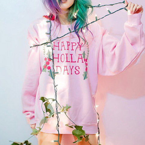 Happy Holla Days Crewneck Sweatshirt - Femfetti