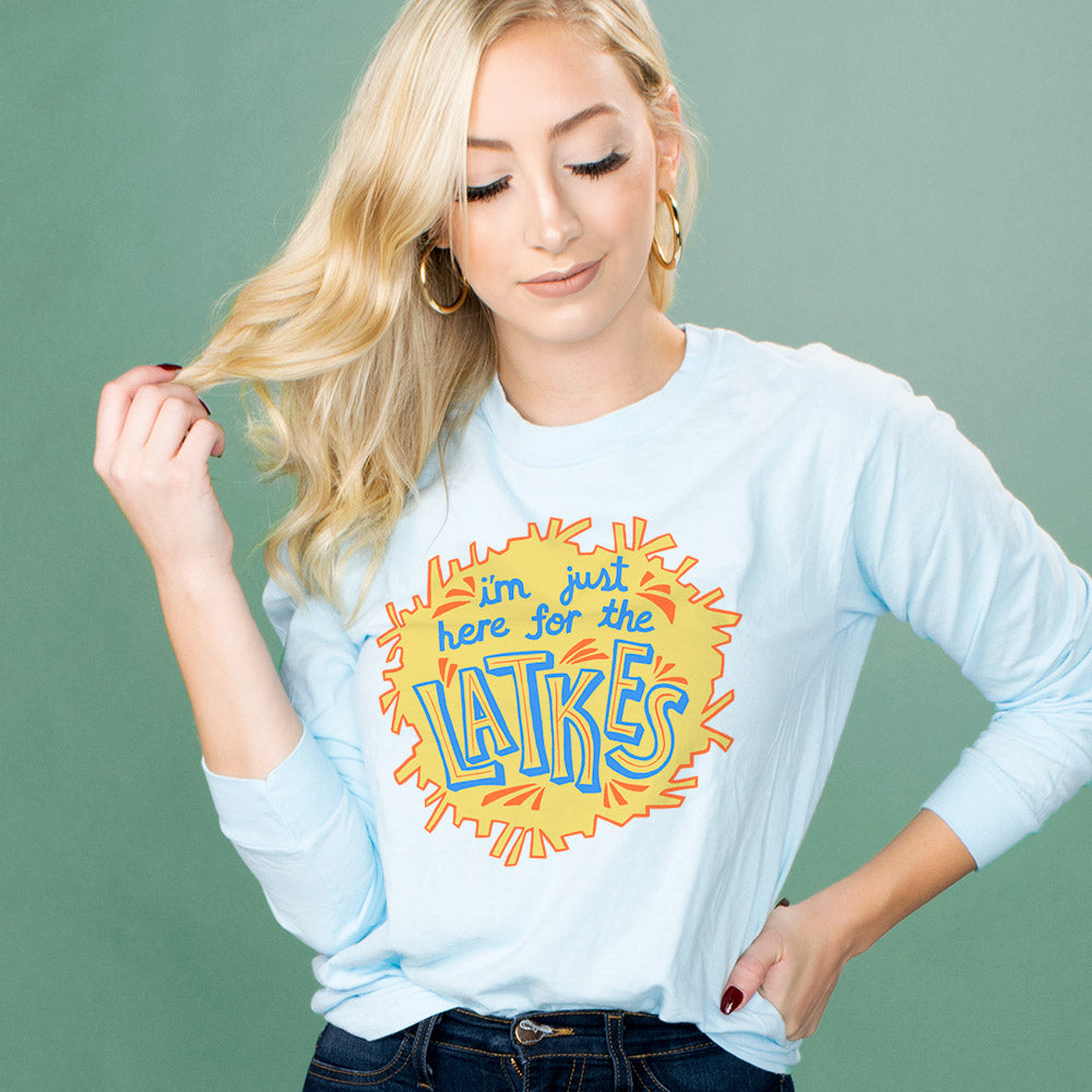 Just Here For The Latkes Long Sleeve Tee - Femfetti