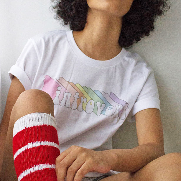 Introvert Pastel Rainbow Shirt - Femfetti