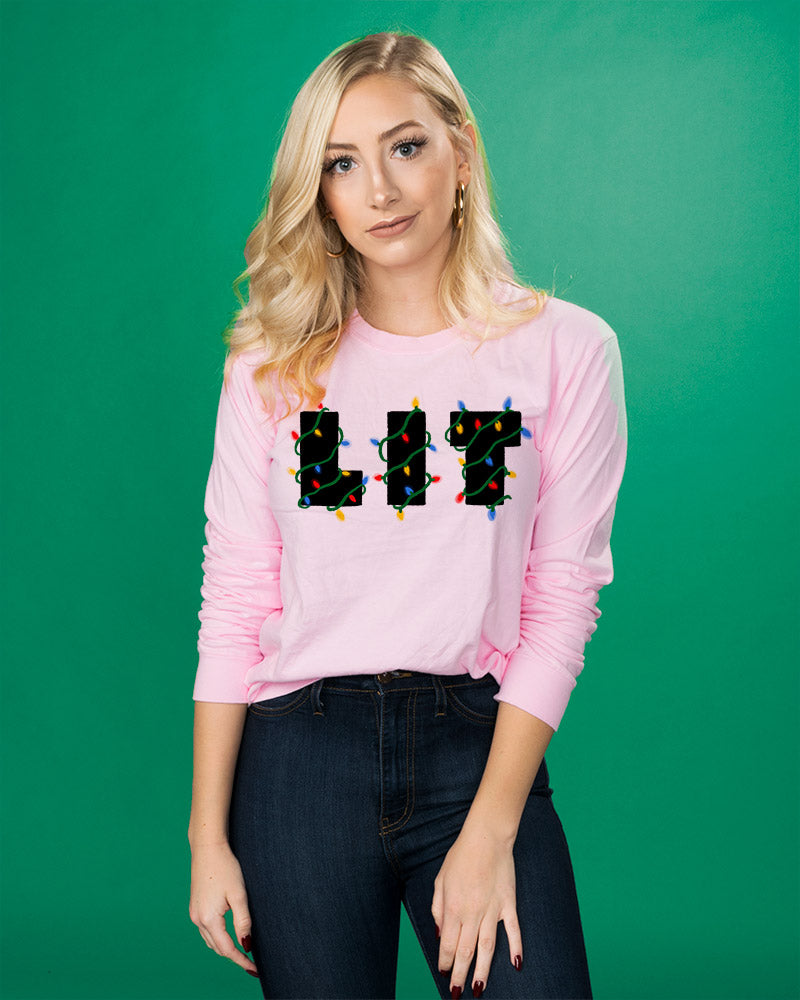 Christmas Lit Long Sleeve Tee - Femfetti