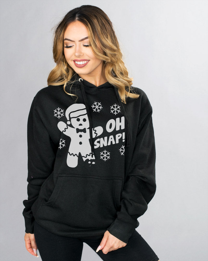 Oh Snap Hoodie Funny Winter Christmas Gingerbread Man Graphic Hoodie Femfetti