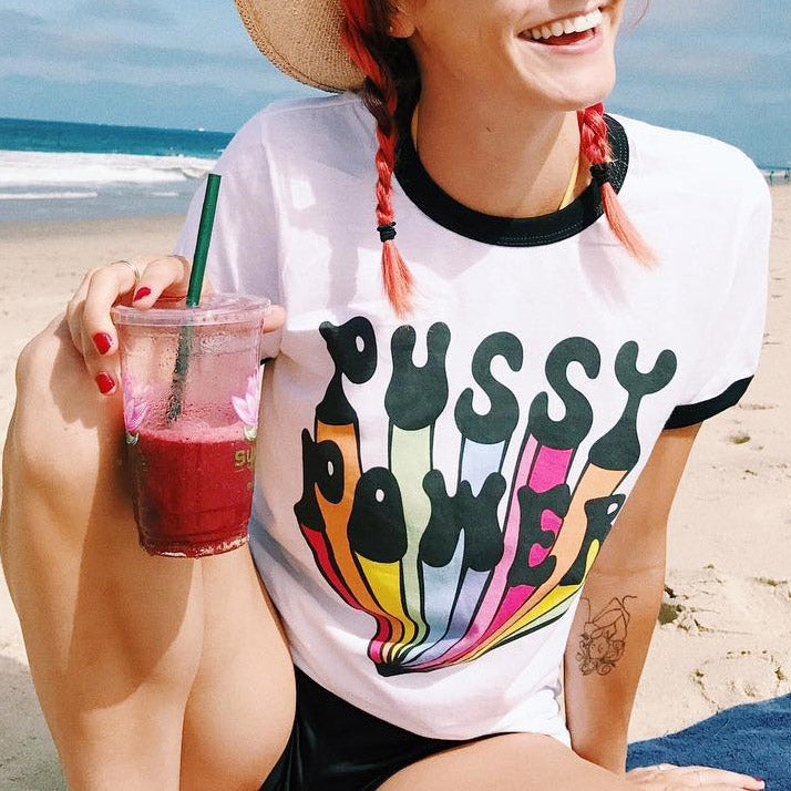 Pussy Power Ringer Tee - Femfetti