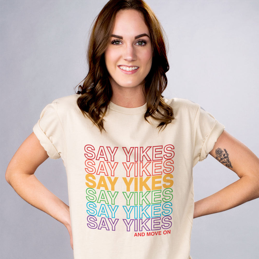 Say Yikes Shirt - Funny Graphic Tee, Trendy Rainbow Colorful T-Shirt ...