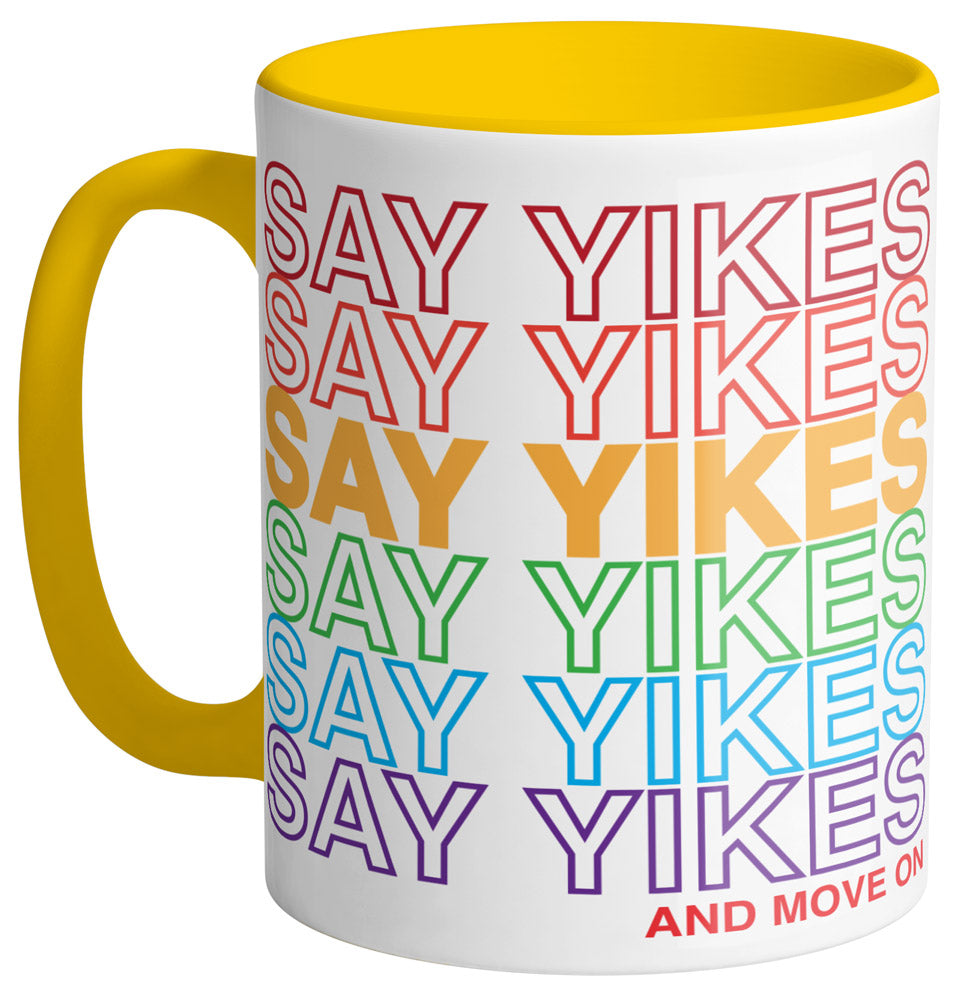 Say Yikes Mug - Trendy Rainbow Thank You Bag Style Coffee Mugs - Femfetti