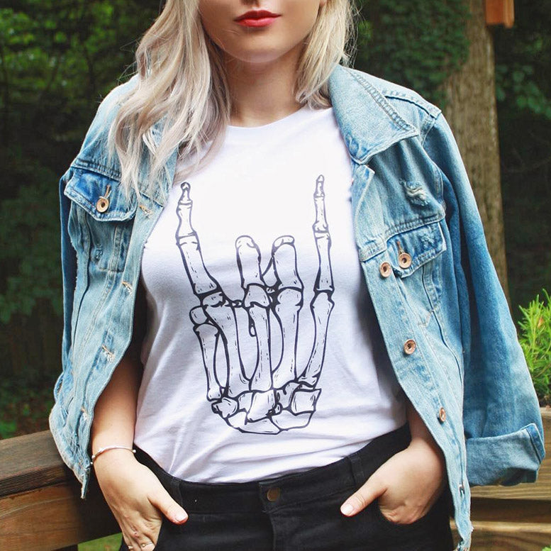 Skeleton Rock Hand Shirt - Femfetti