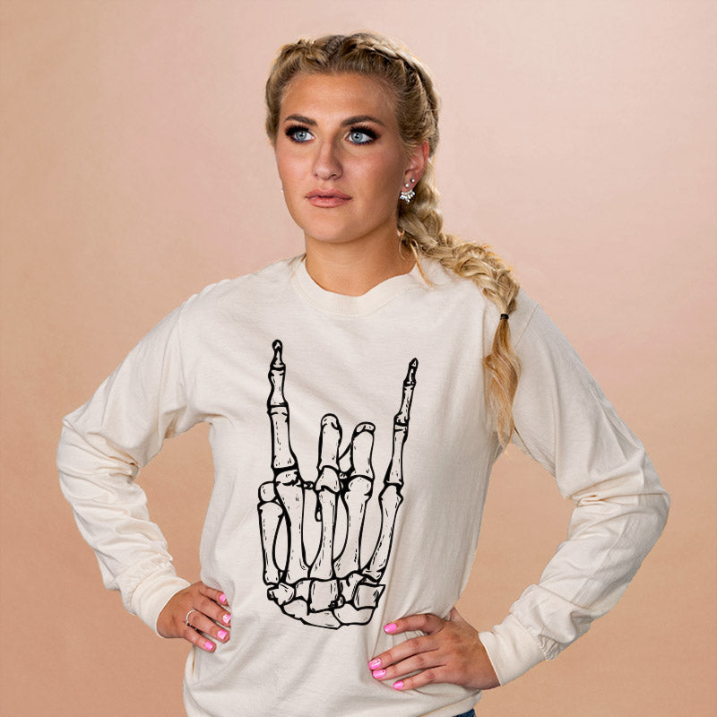 Skeleton Rock Hand Long Sleeve - Femfetti