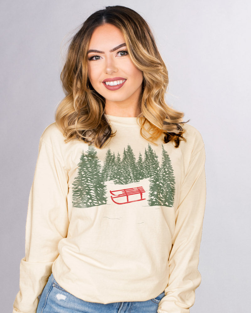 Sled Line Drawing Long Sleeve - Femfetti