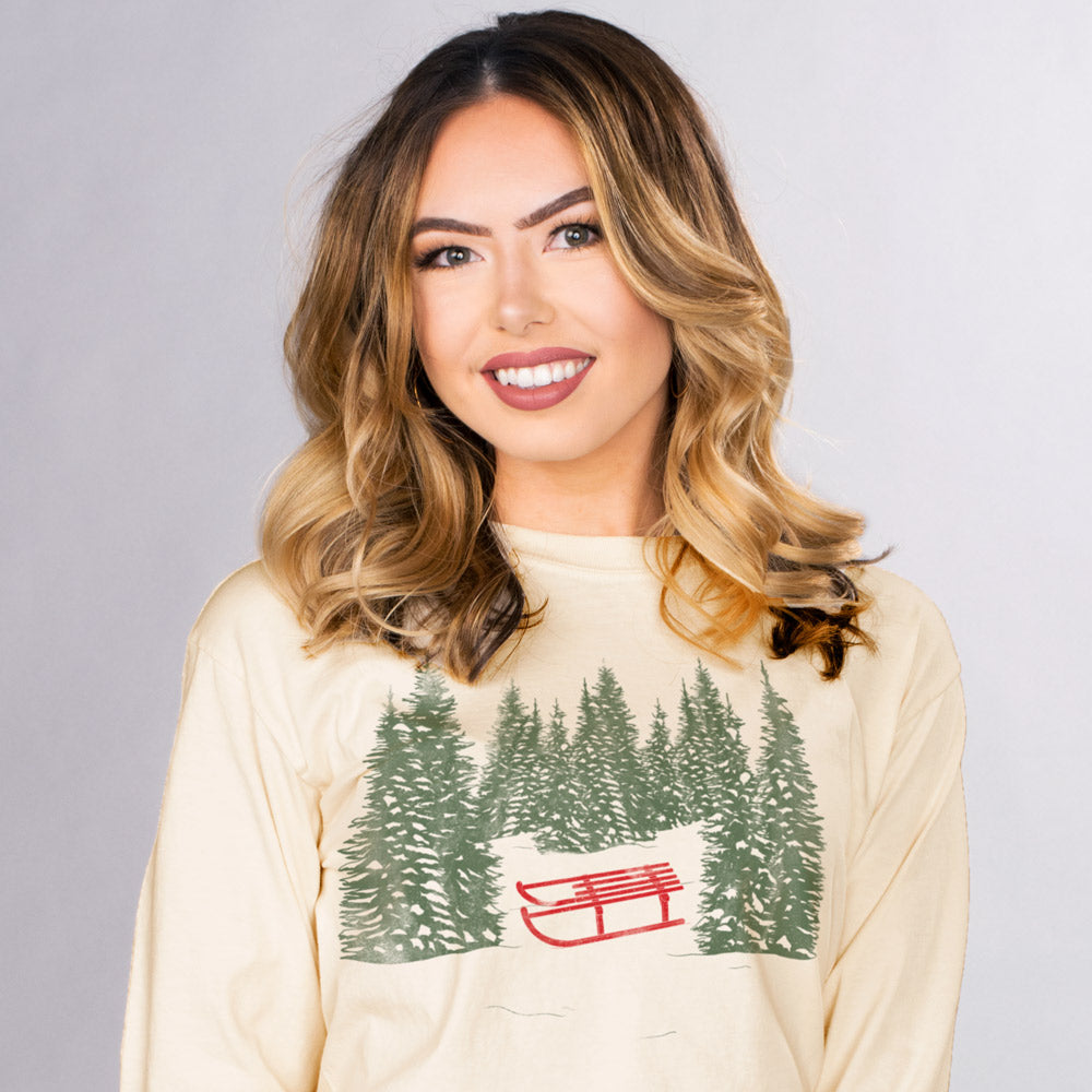 Sled Line Drawing Long Sleeve - Femfetti