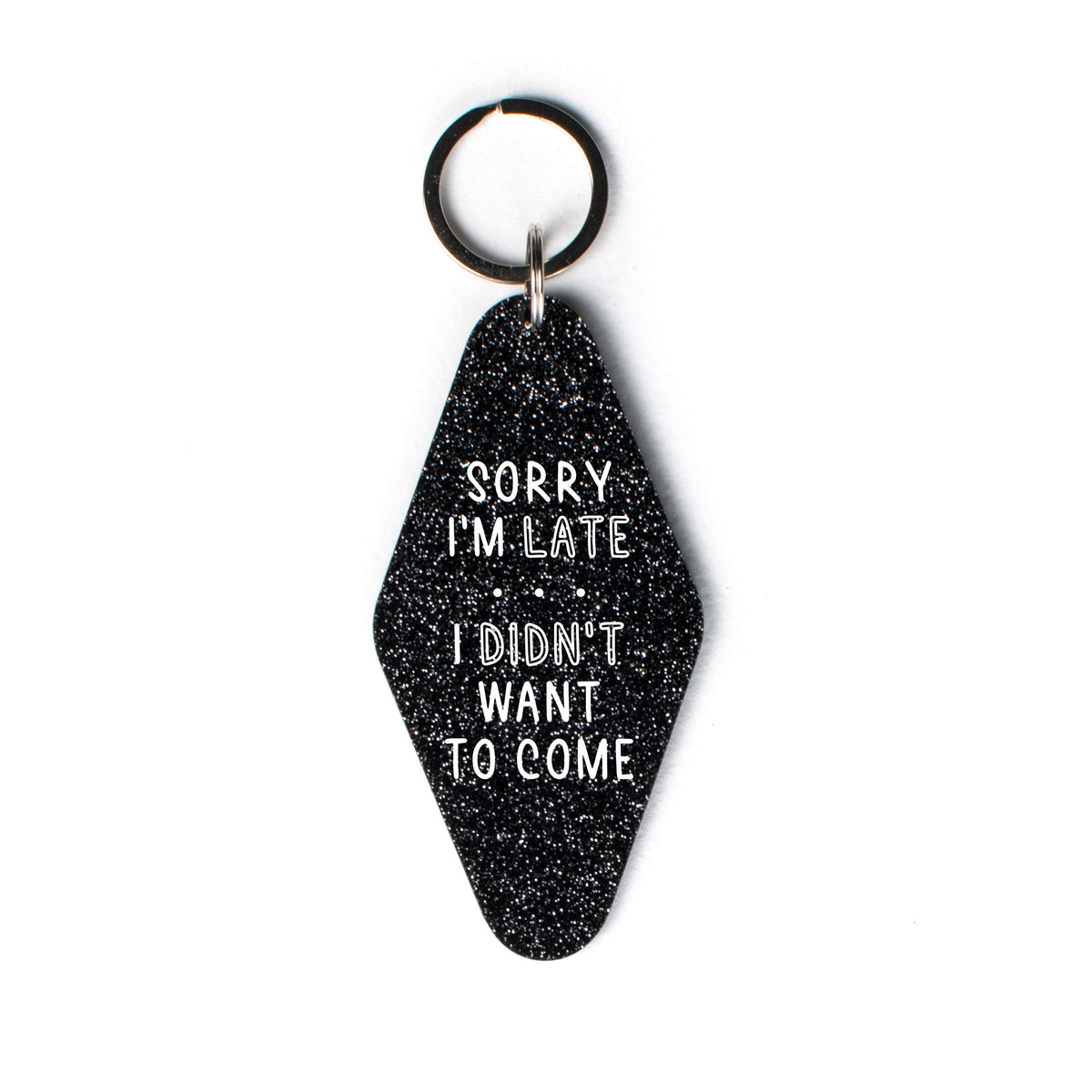 Sorry I&#39;m Late Glitter Keychain