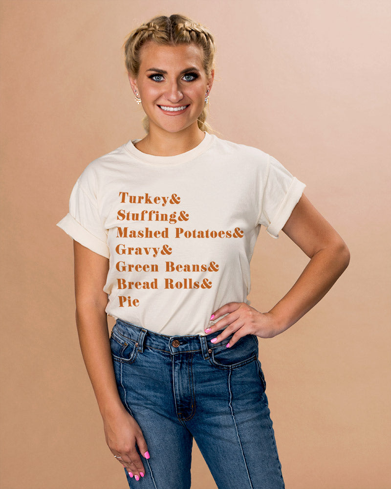 Thanksgiving Food List Shirt - Femfetti