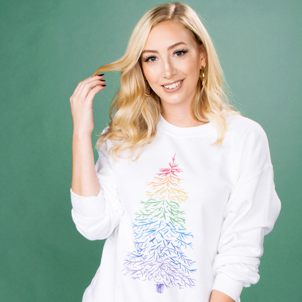 Rainbow Pine Tree Crewneck Sweatshirt - Femfetti