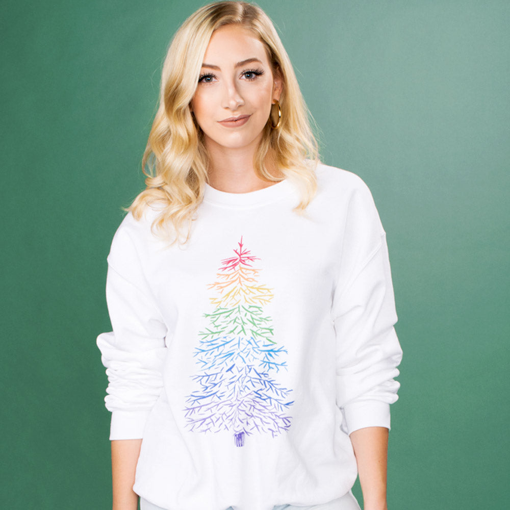 Rainbow Pine Tree Crewneck Sweatshirt - Femfetti