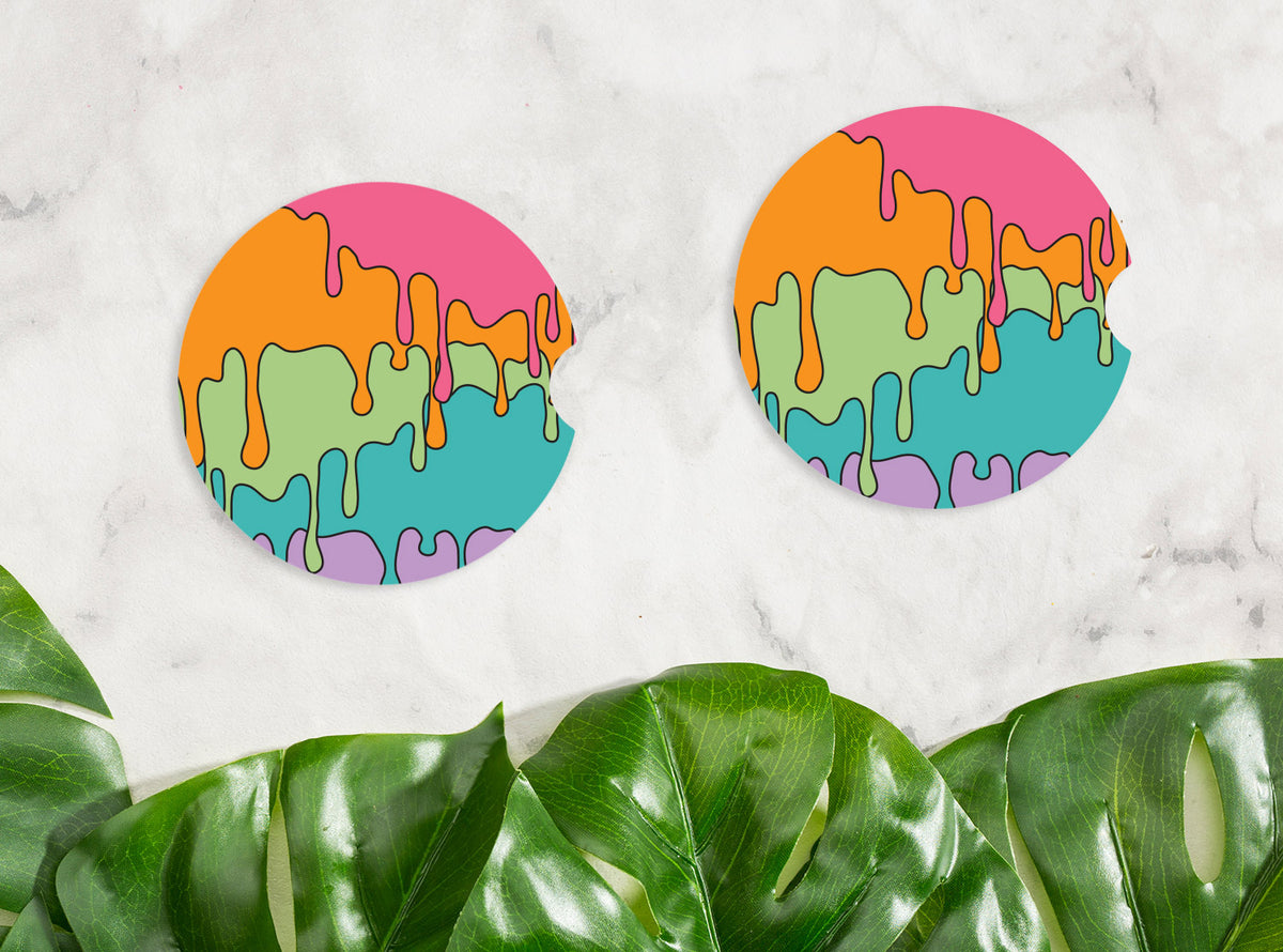 Melty Rainbow Car Coasters