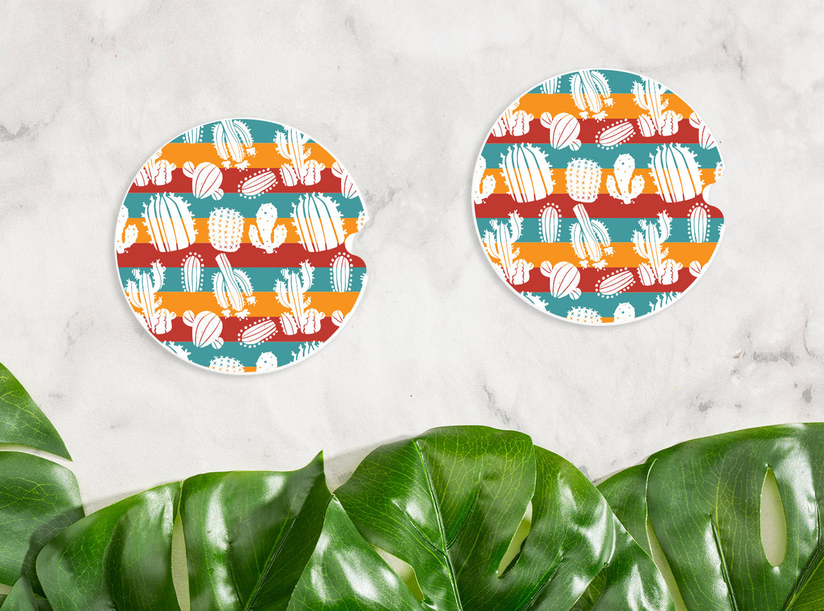 Cactus Pattern Car Coaster