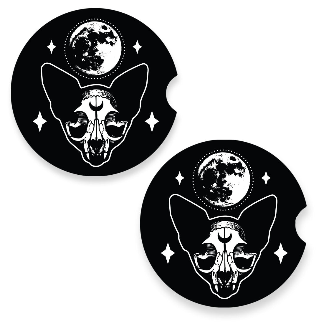 Moon Cat Skull Car Coaster