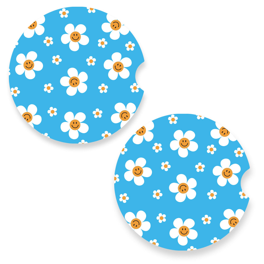 Smiley Face Daisy Car Coaster