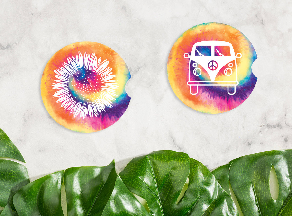 Tie Dye Van Car Coaster