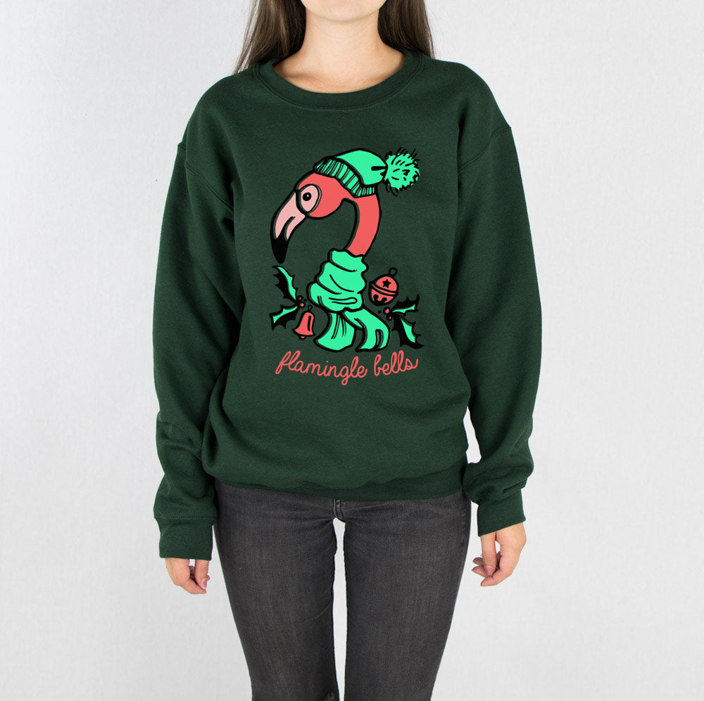 Flamingle Bells Crewneck Sweatshirt - Femfetti