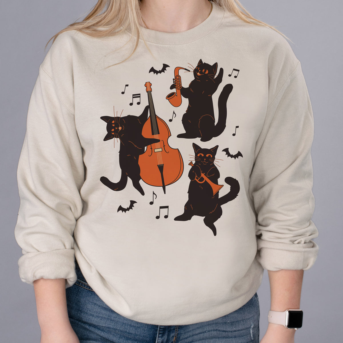 Musical Halloween Cats Sweatshirt
