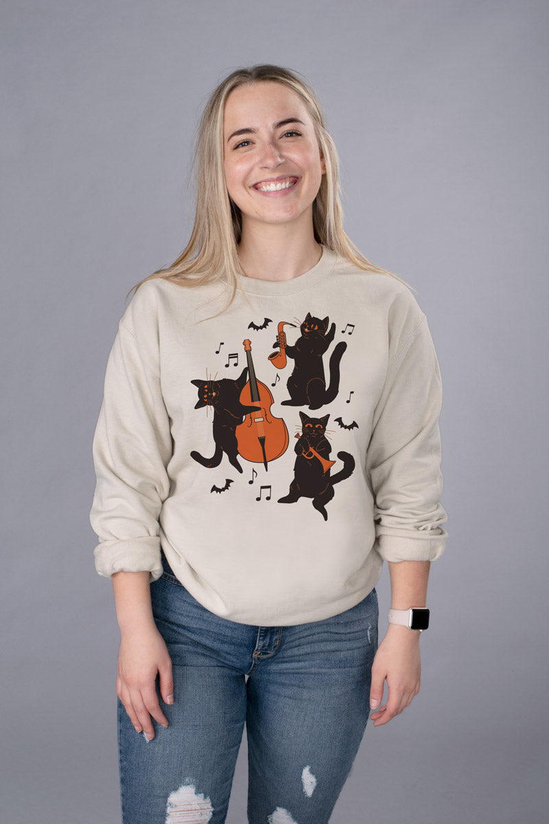 Musical Halloween Cats Sweatshirt