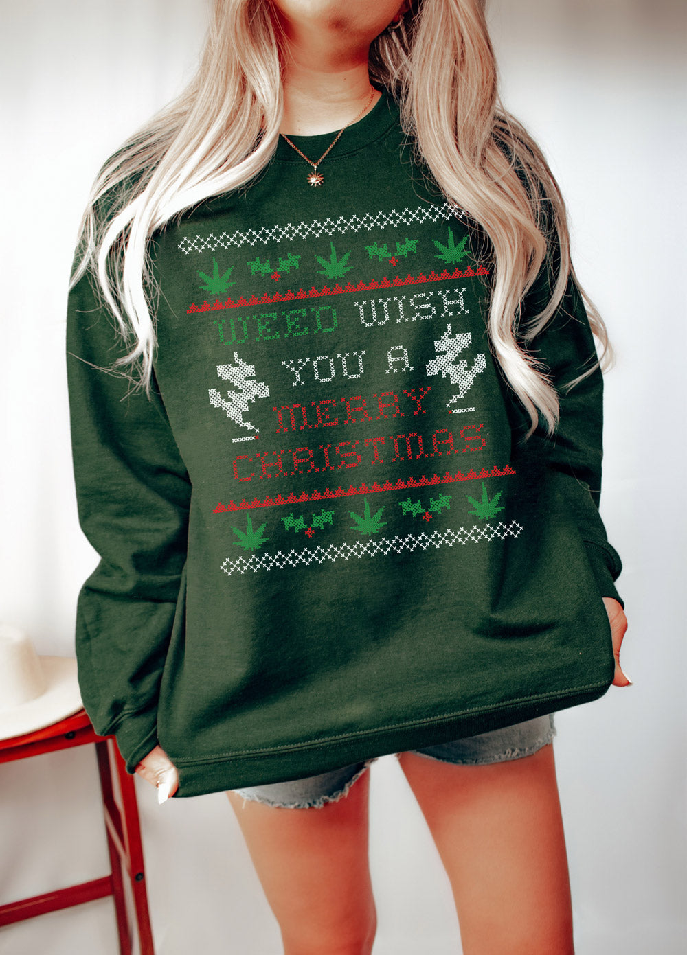 Weed Wish You A Merry Christmas Sweatshirt