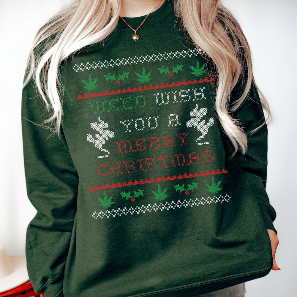 Weed Wish You A Merry Christmas Sweatshirt