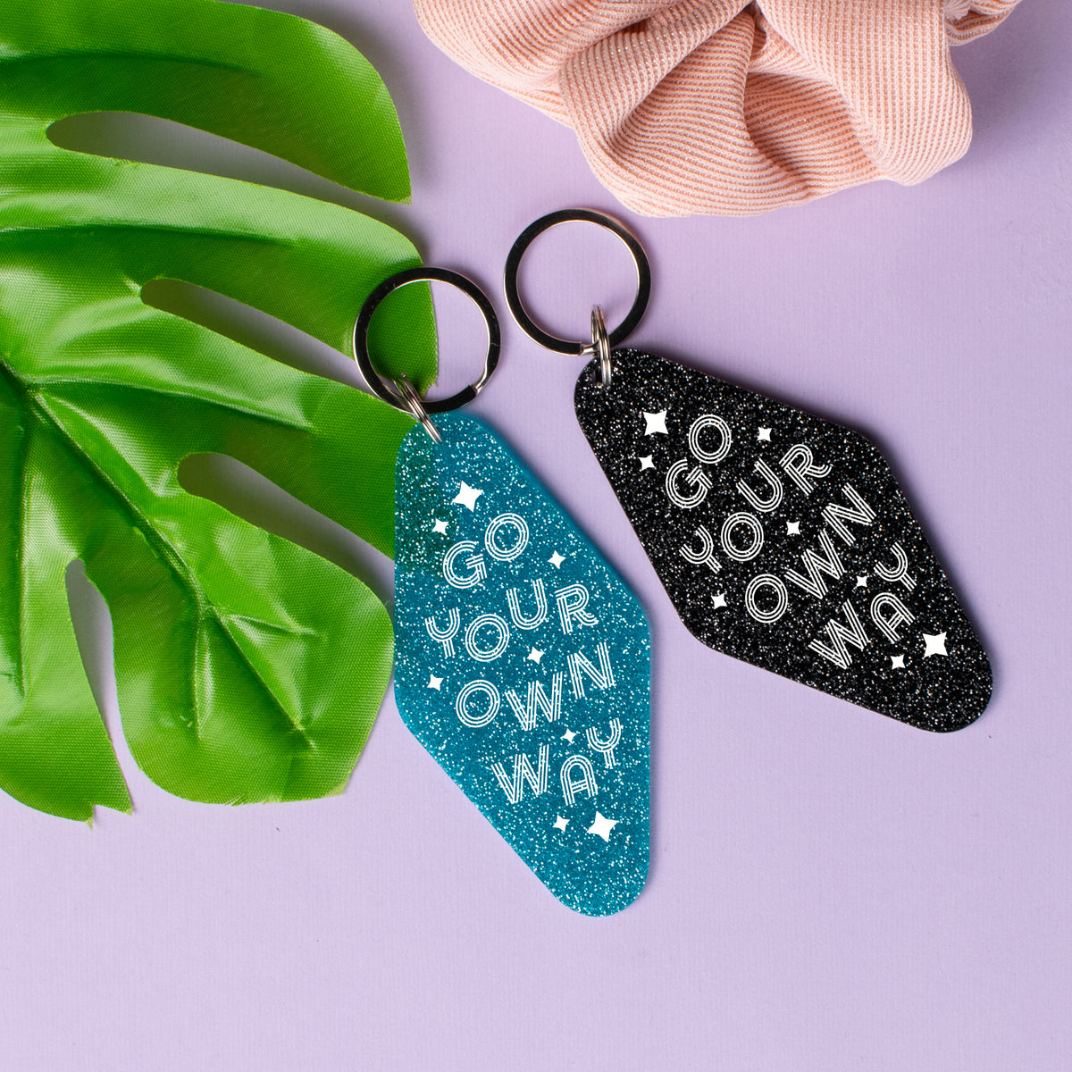 Go Your Own Way Glitter Keychain