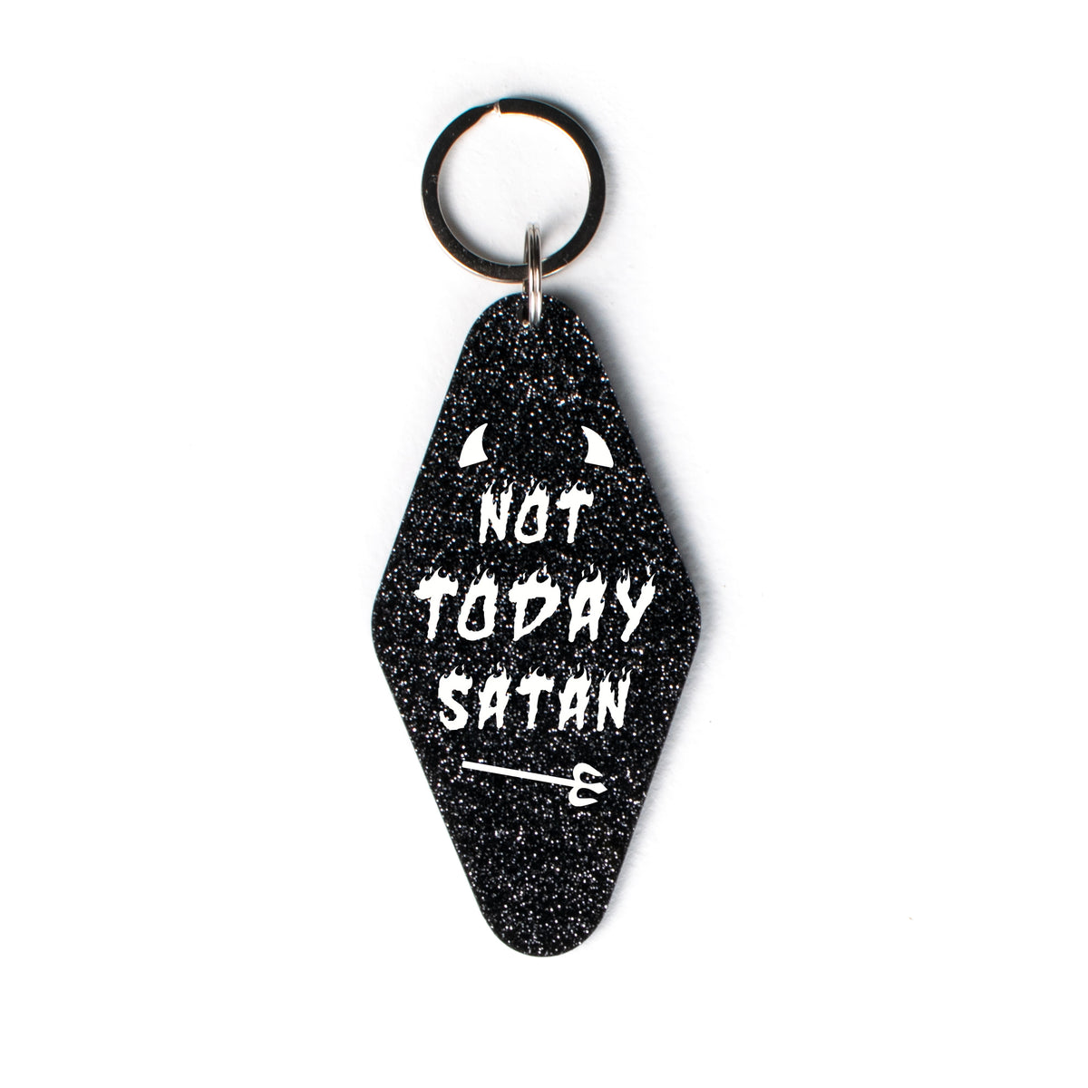 Not Today Satan Glitter Keychain