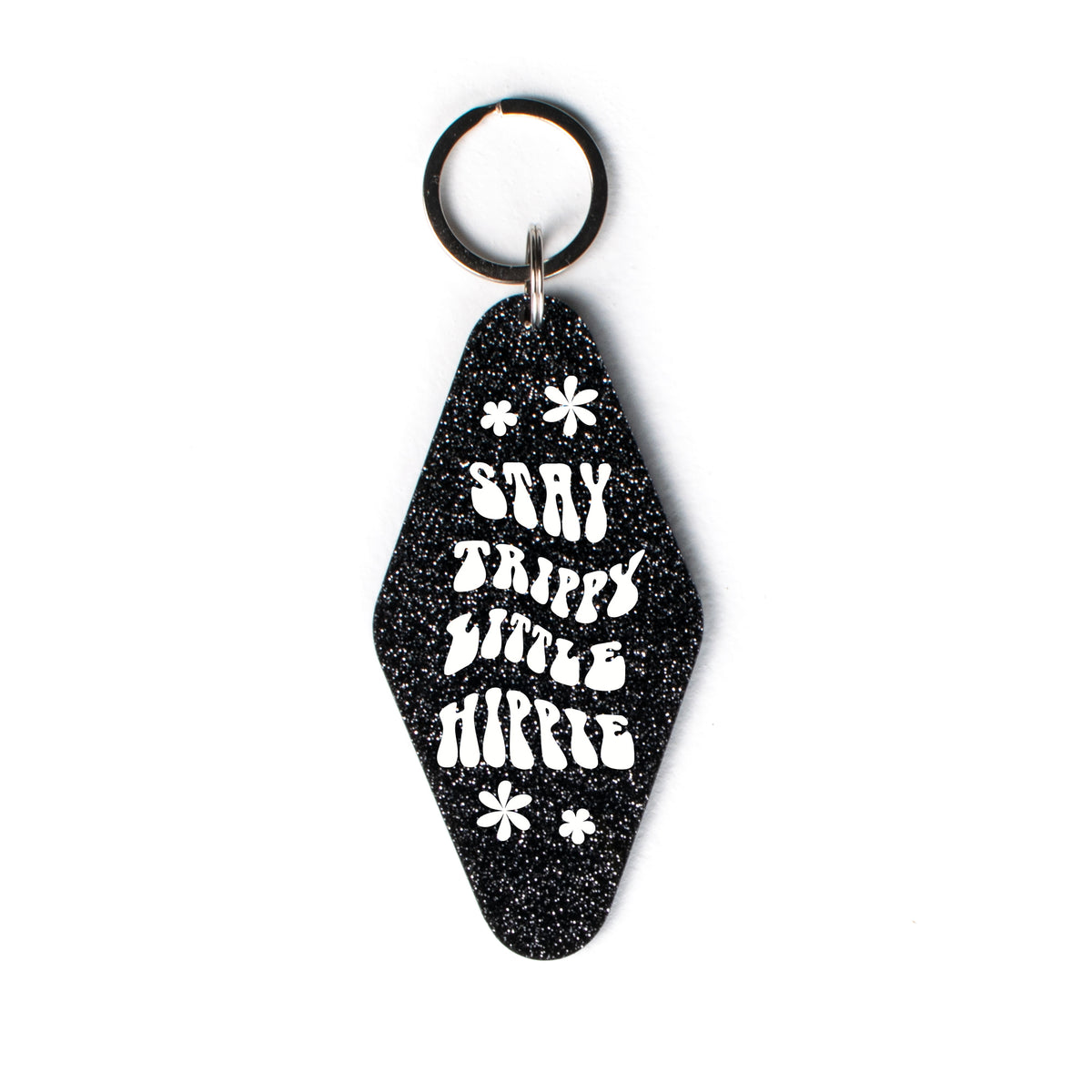 Stay Trippy Little Hippie Glitter Keychain