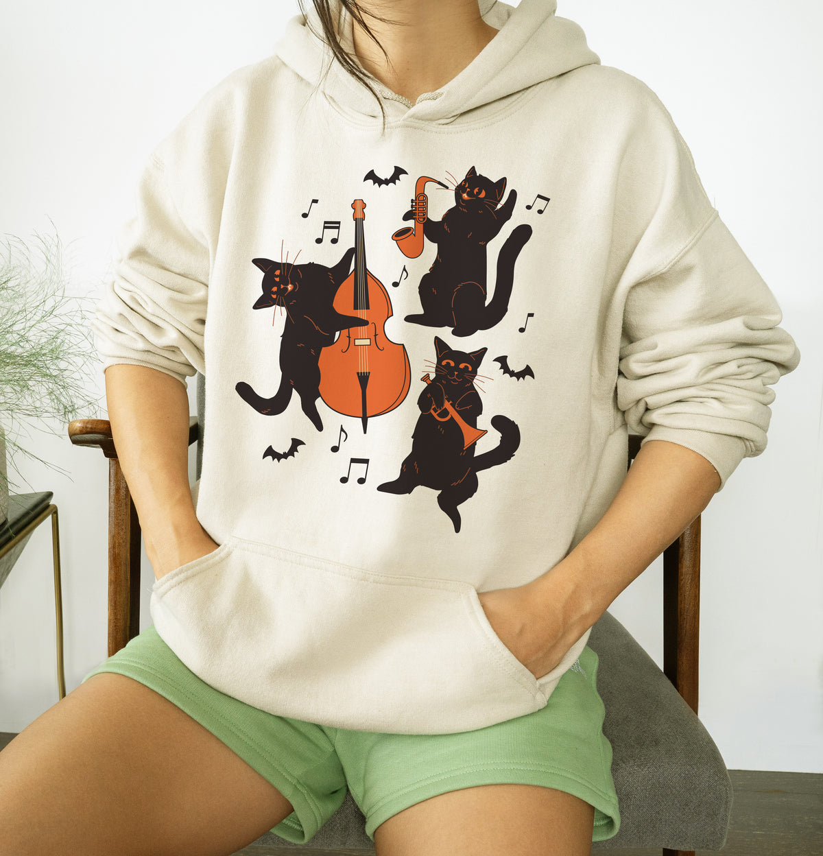 Musical Halloween Cats Hoodie
