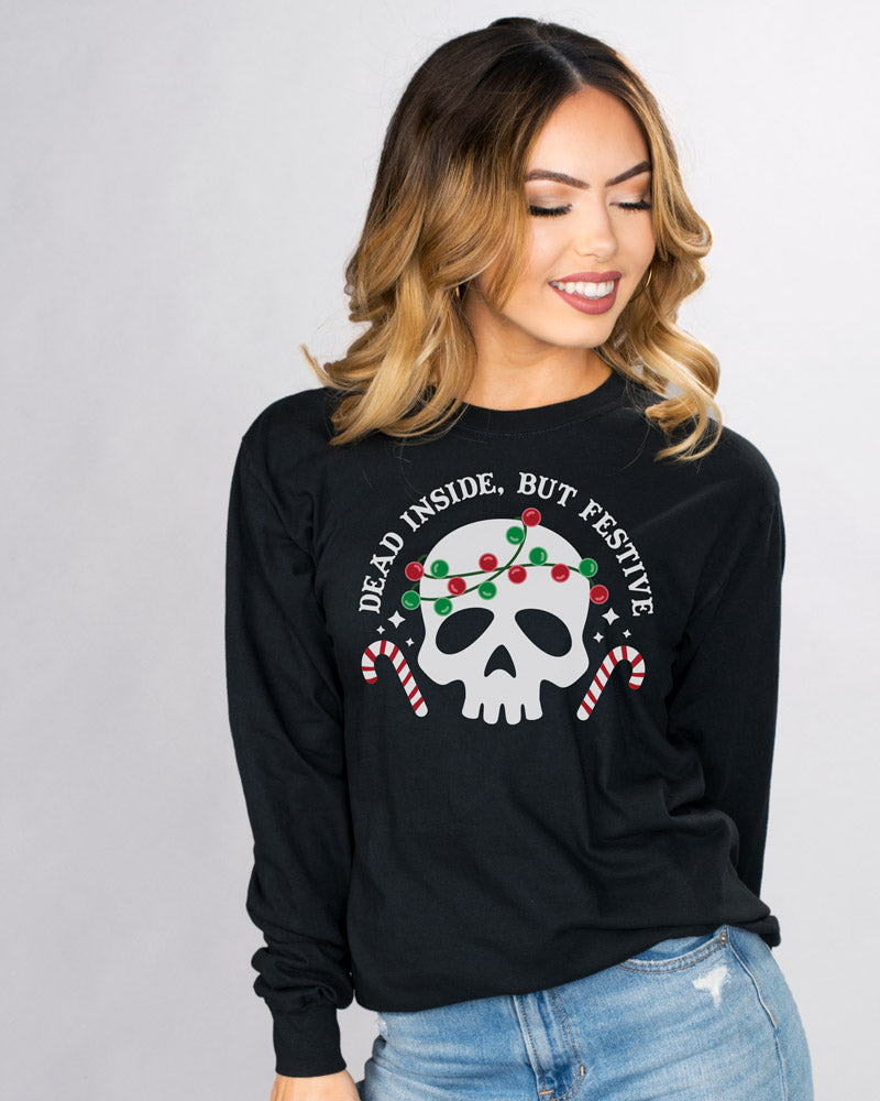 Dead Inside But Festive Long Sleeve Tee
