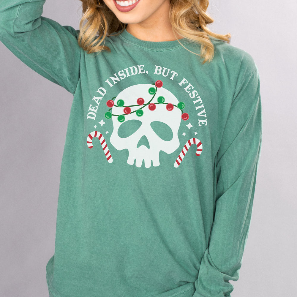 Dead Inside But Festive Long Sleeve Tee