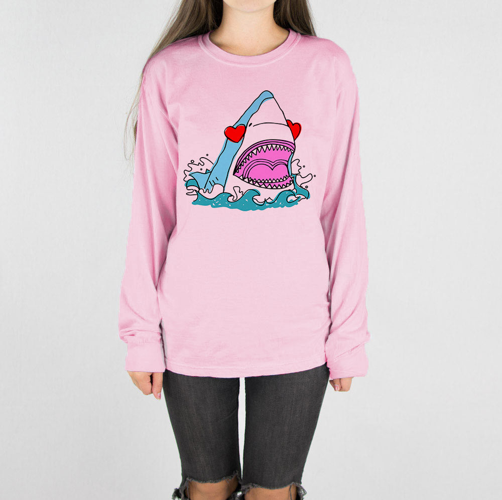 Love Shark Heart Long Sleeve Tee - Femfetti