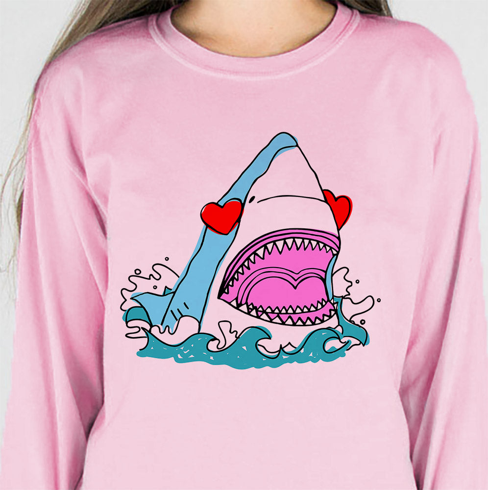 Love Shark Heart Long Sleeve Tee - Femfetti