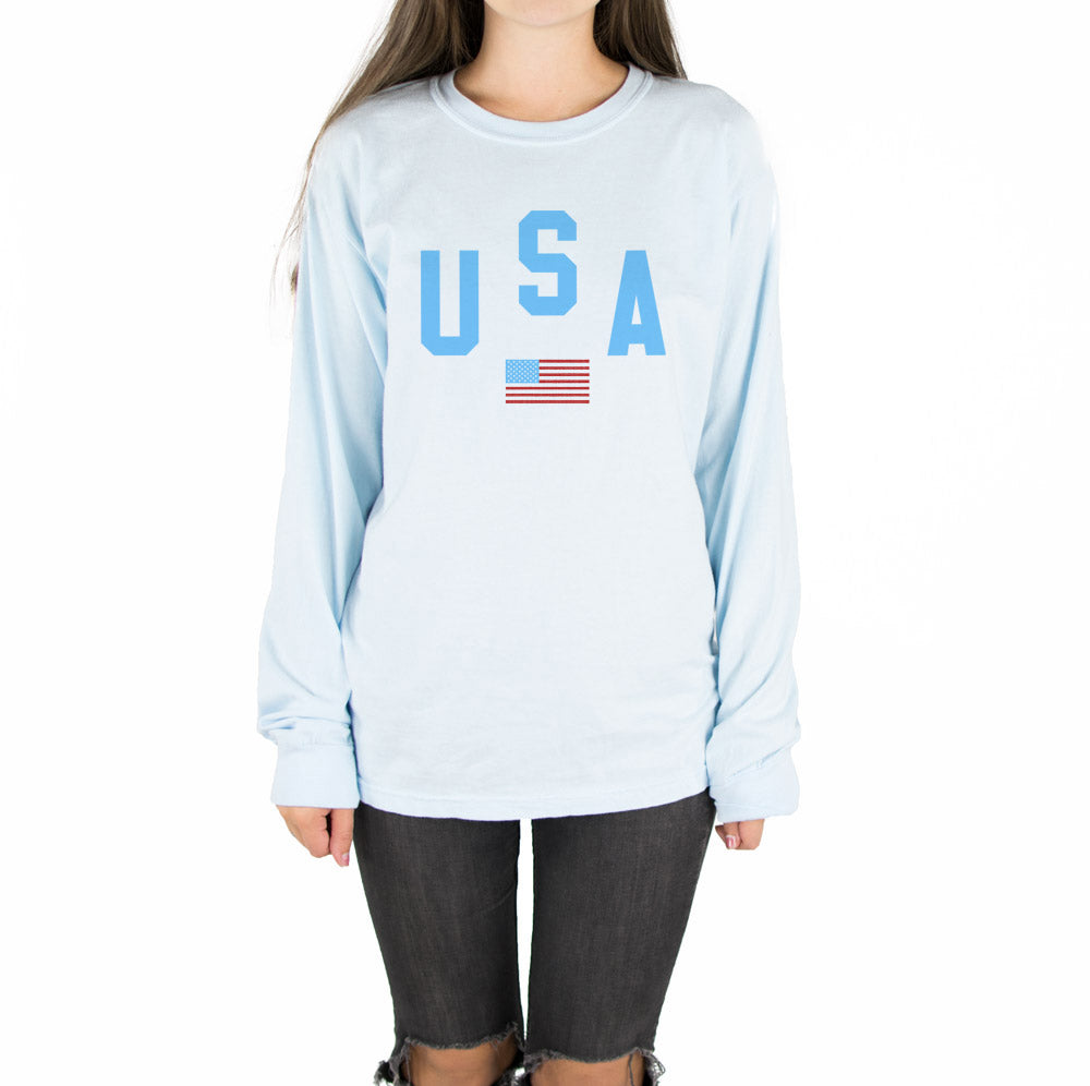 USA Flag Long Sleeve Tee - Femfetti