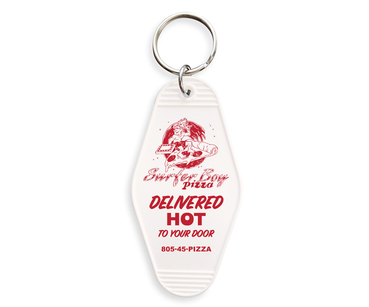 Surfer Boy Pizza Motel Keychain