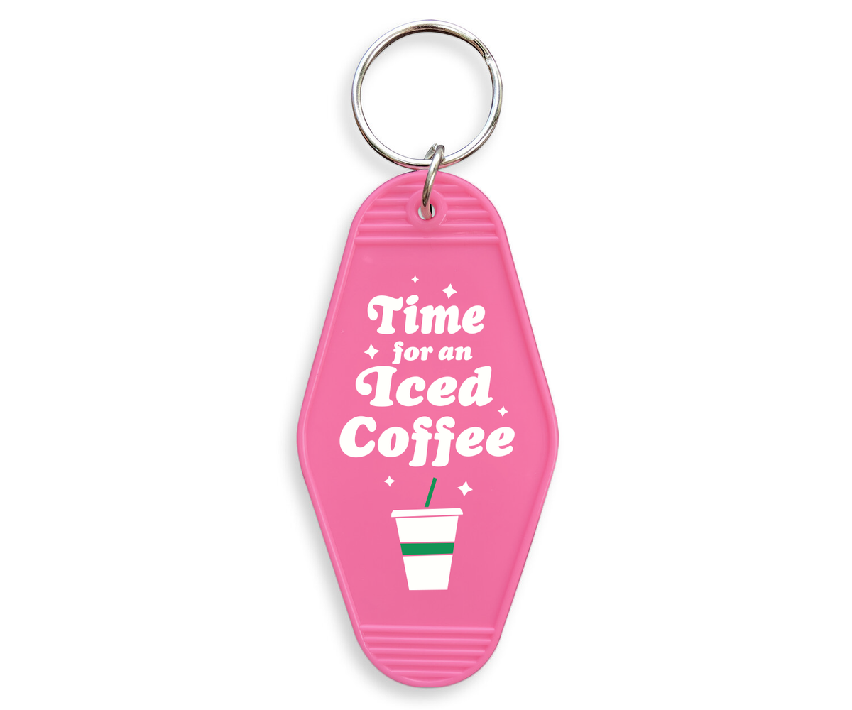 Time For An Iced Coffee Motel Keychain