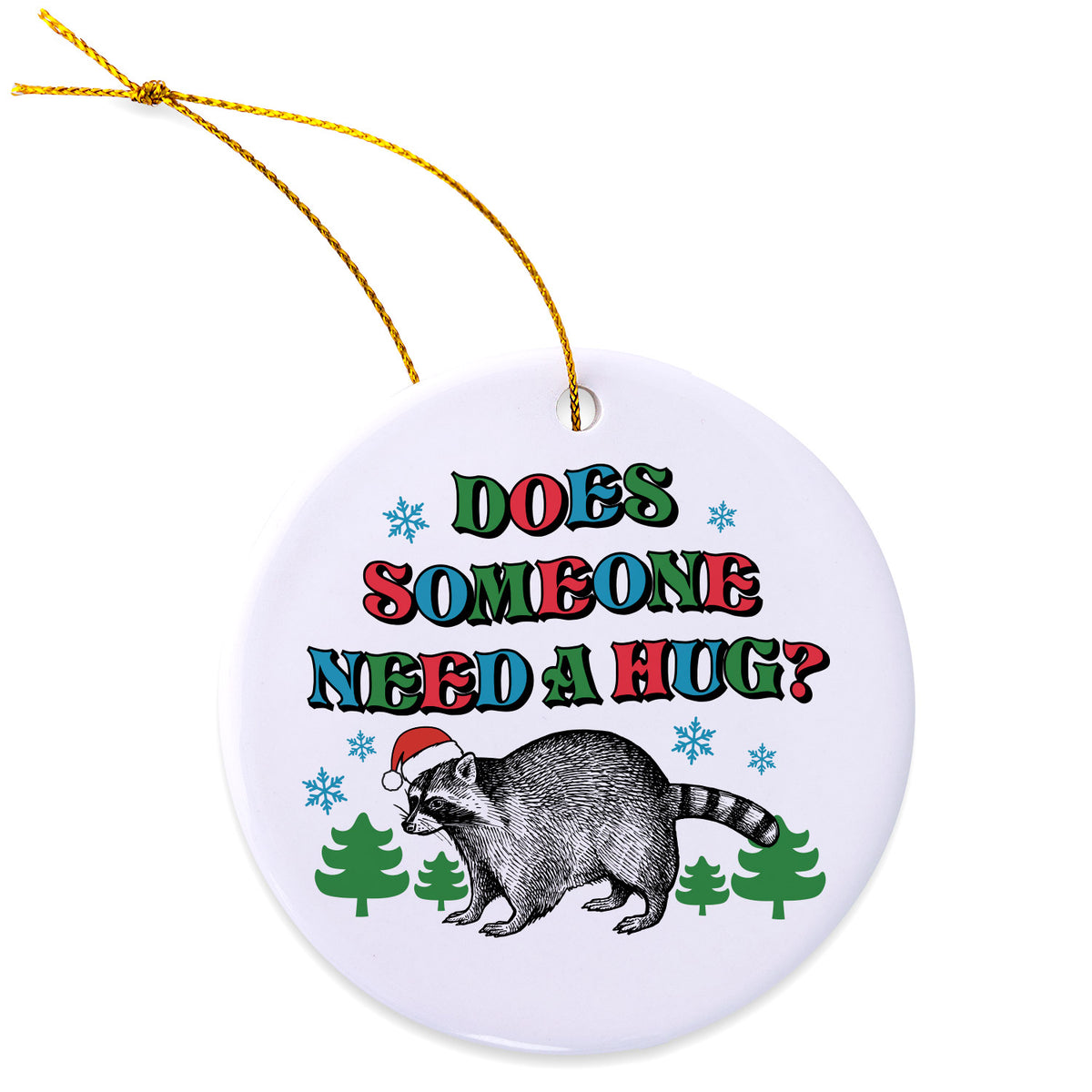 Racoon Elf Hug Ornament