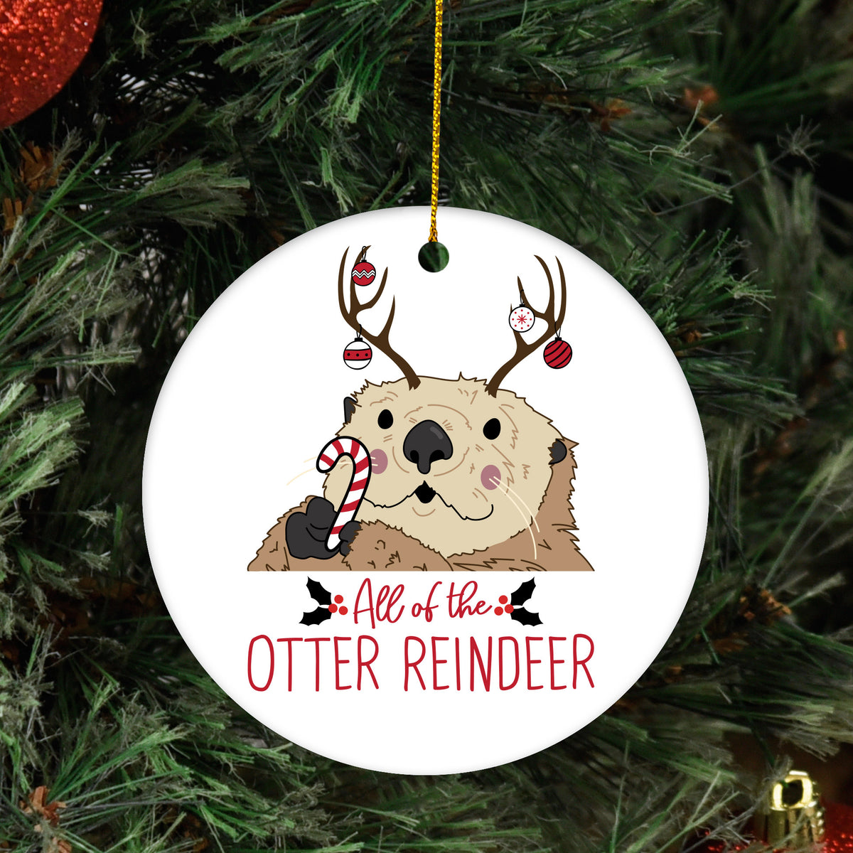Otter Reindeer Ornament