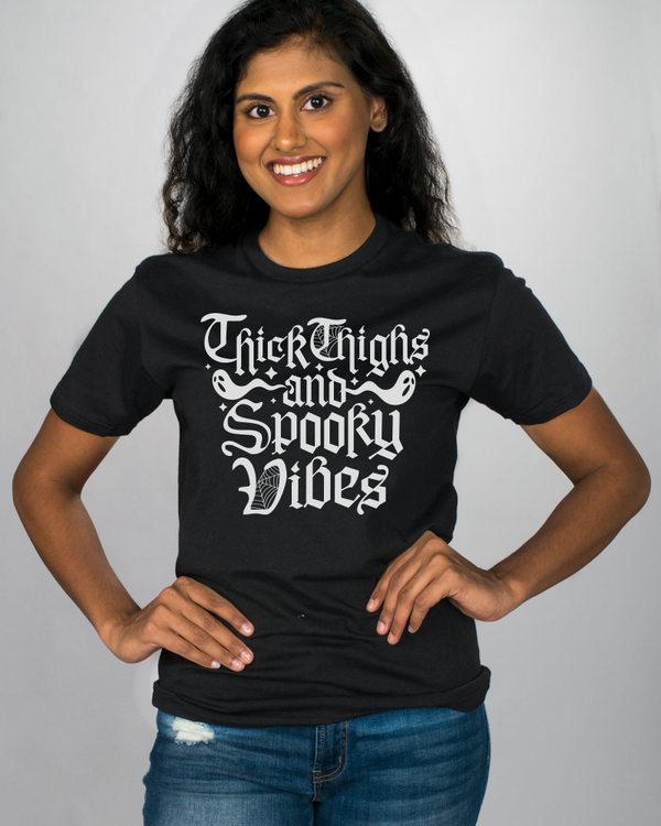 Thick Thighs And Spooky Vibes Fitted Women's T Shirt